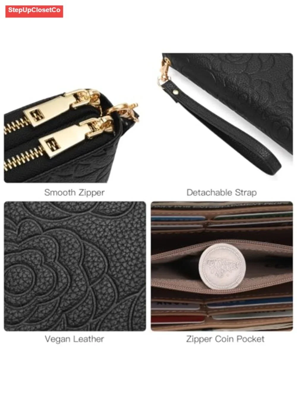 Women's Wristlet Wallet 2 Zip Around RFID Blocking Clutch Purse